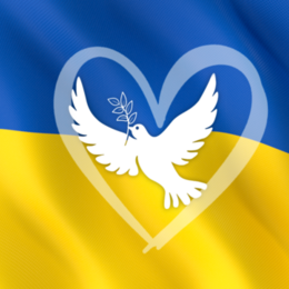 Friedenstaube mit Herz für die Ukraine